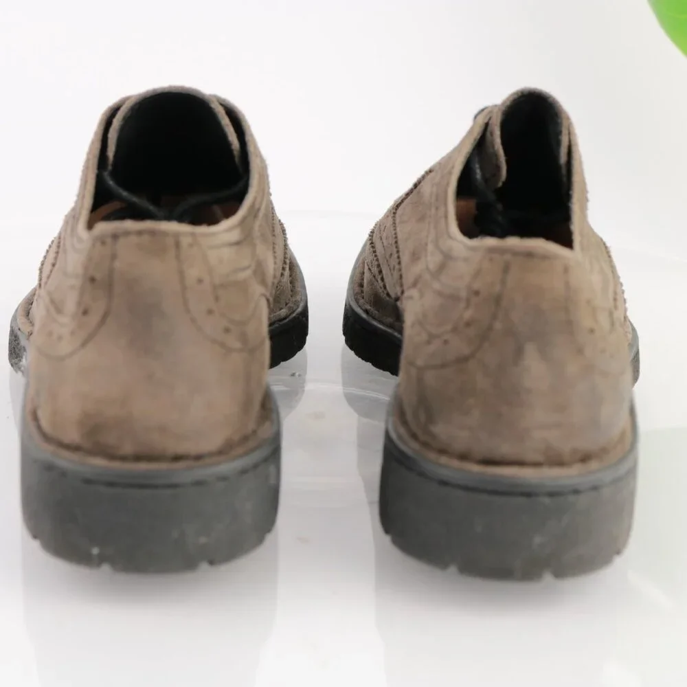Born Mens Oxford Size 9 Brown Suede Wingtip‎ Brogue Lug Sole Dress Shoe